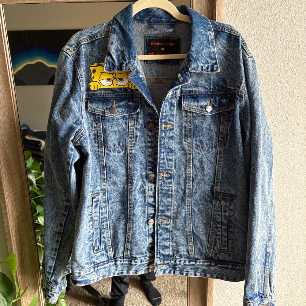 Nickelodeon Spongebob Members Only Stonewash Denim Jacket - Large